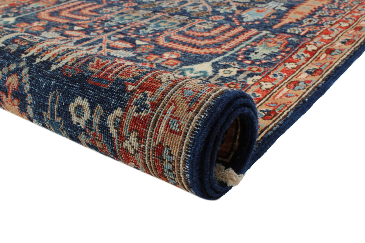 3x8 Navy and Red Traditional Runner