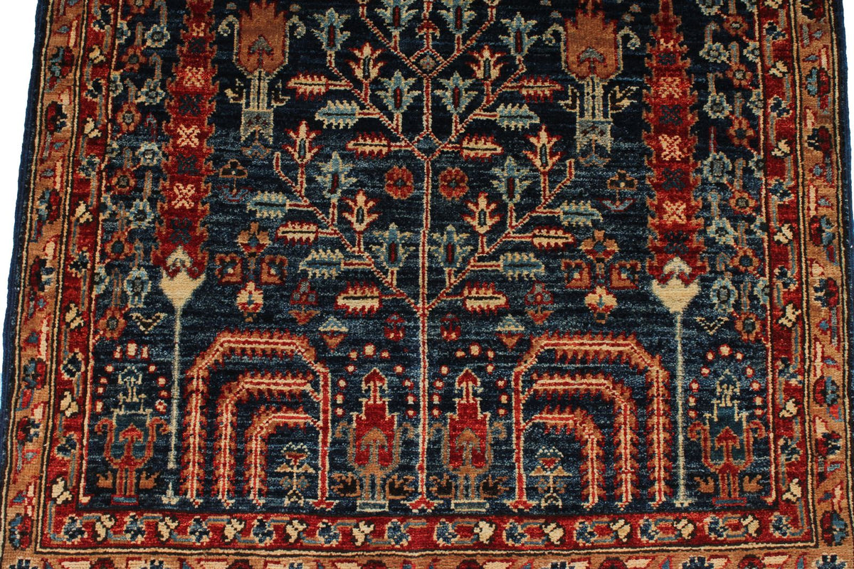 3x8 Navy and Red Traditional Runner