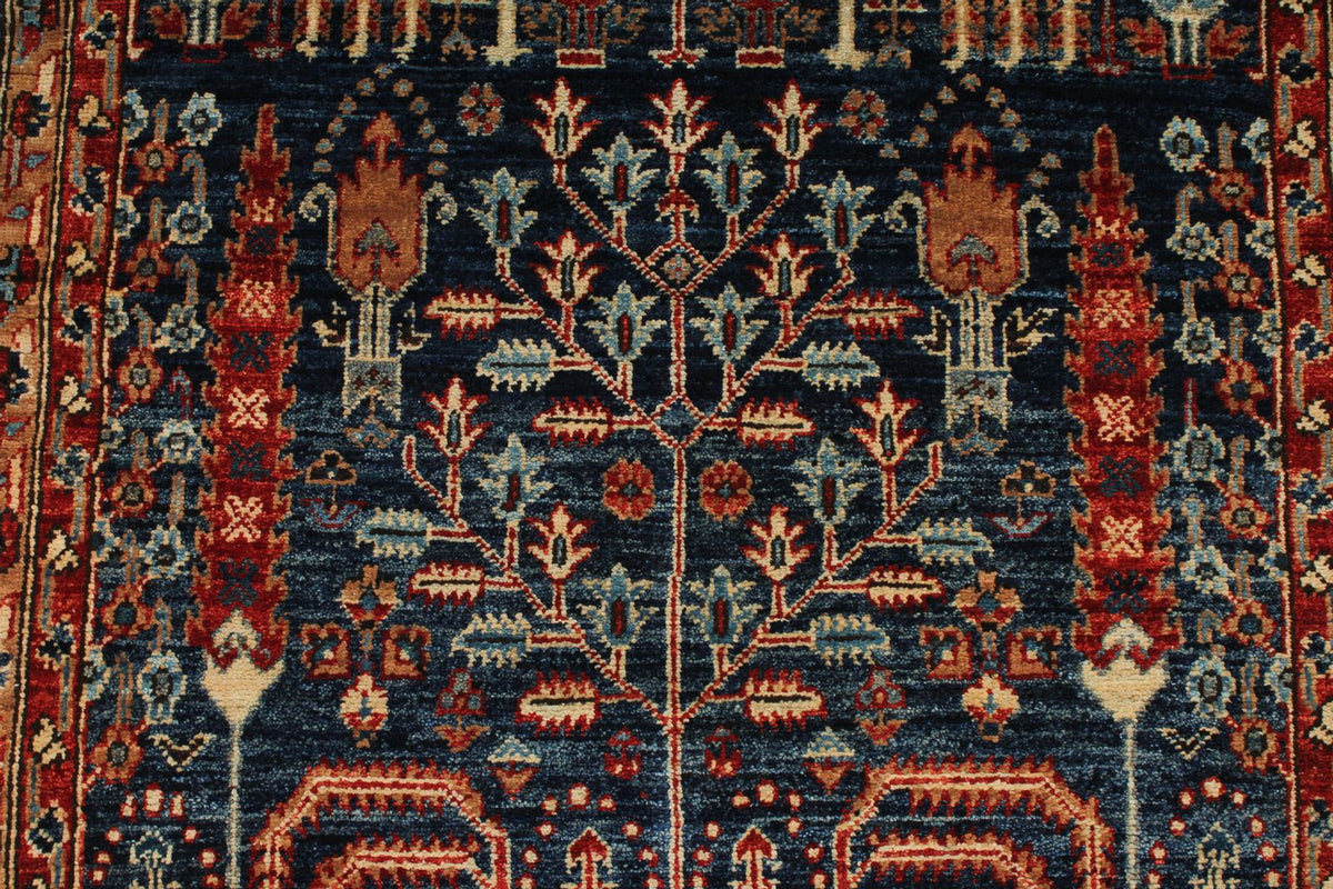 3x8 Navy and Red Traditional Runner