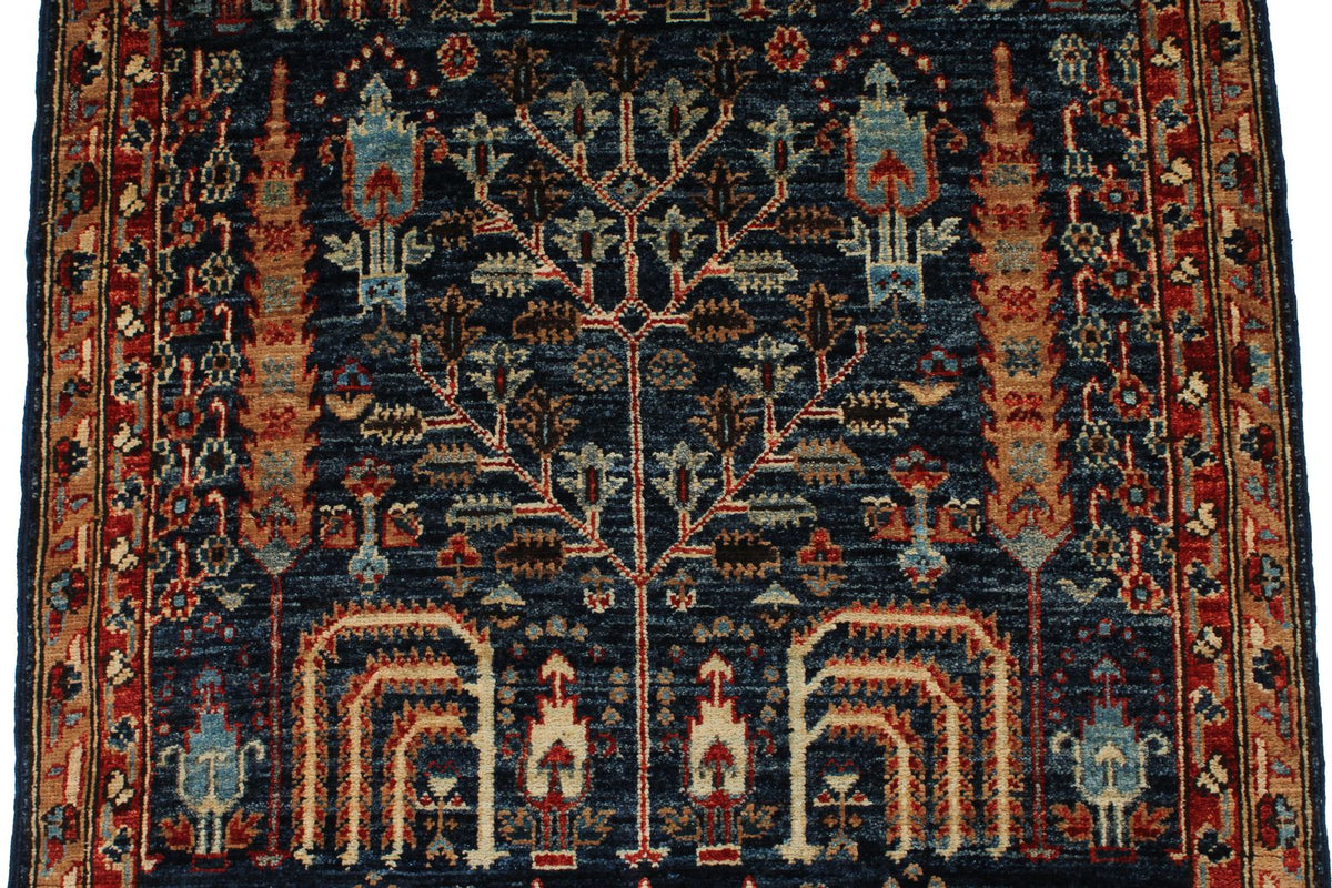 3x8 Navy and Red Traditional Runner