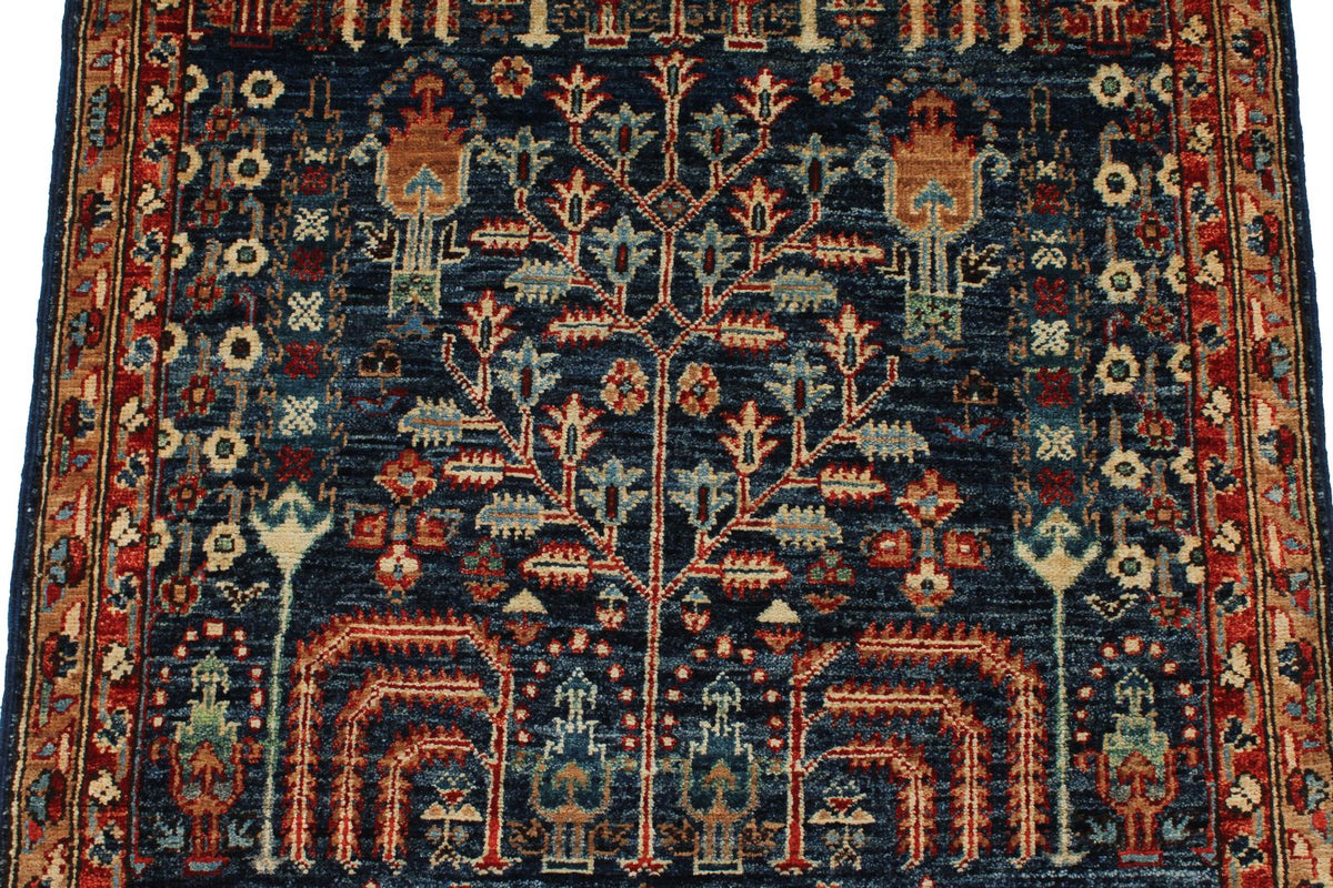 3x8 Navy and Red Traditional Runner