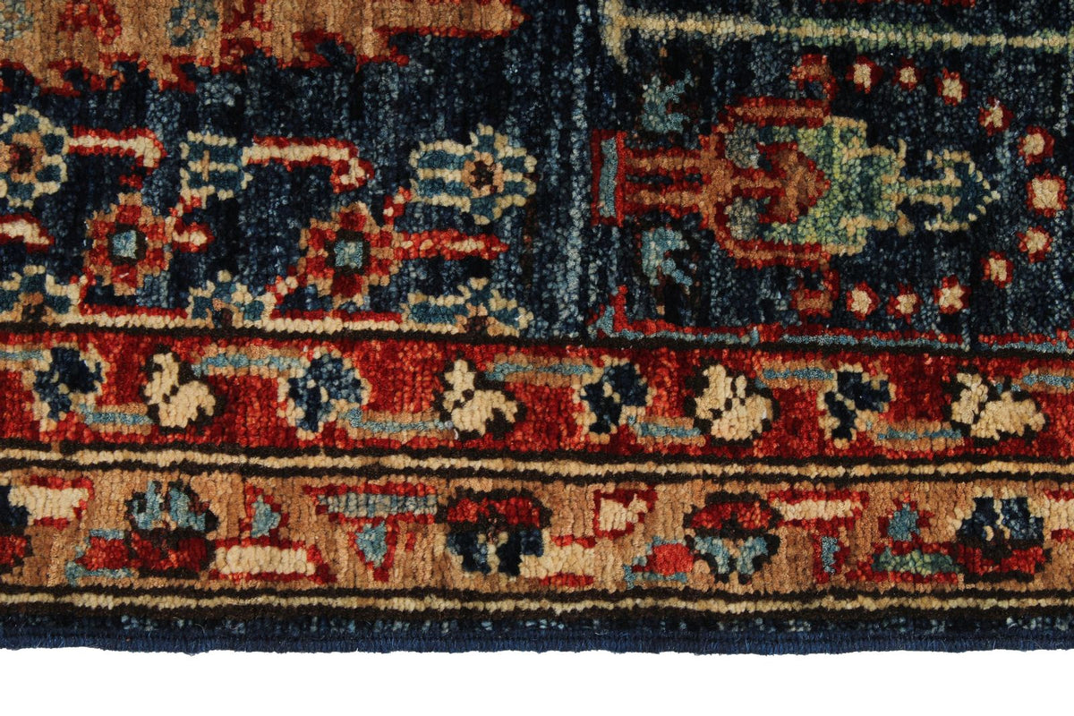 3x8 Navy and Red Traditional Runner
