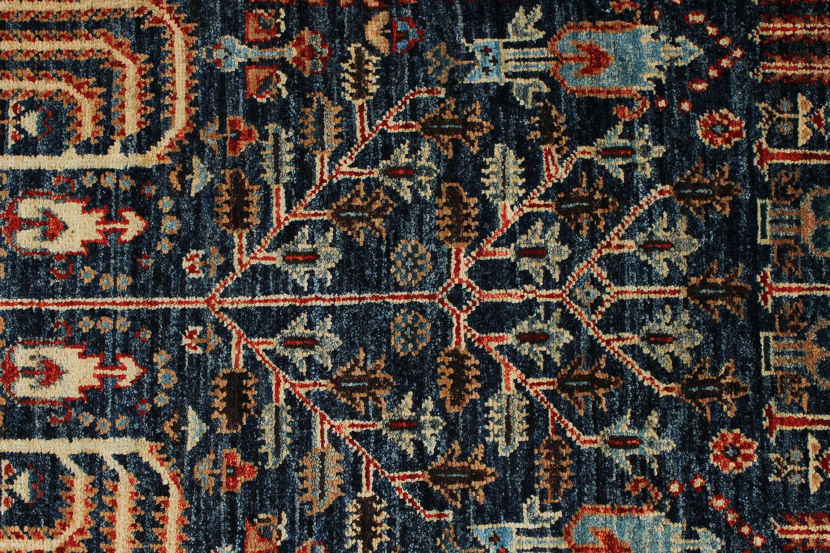 3x8 Navy and Red Traditional Runner