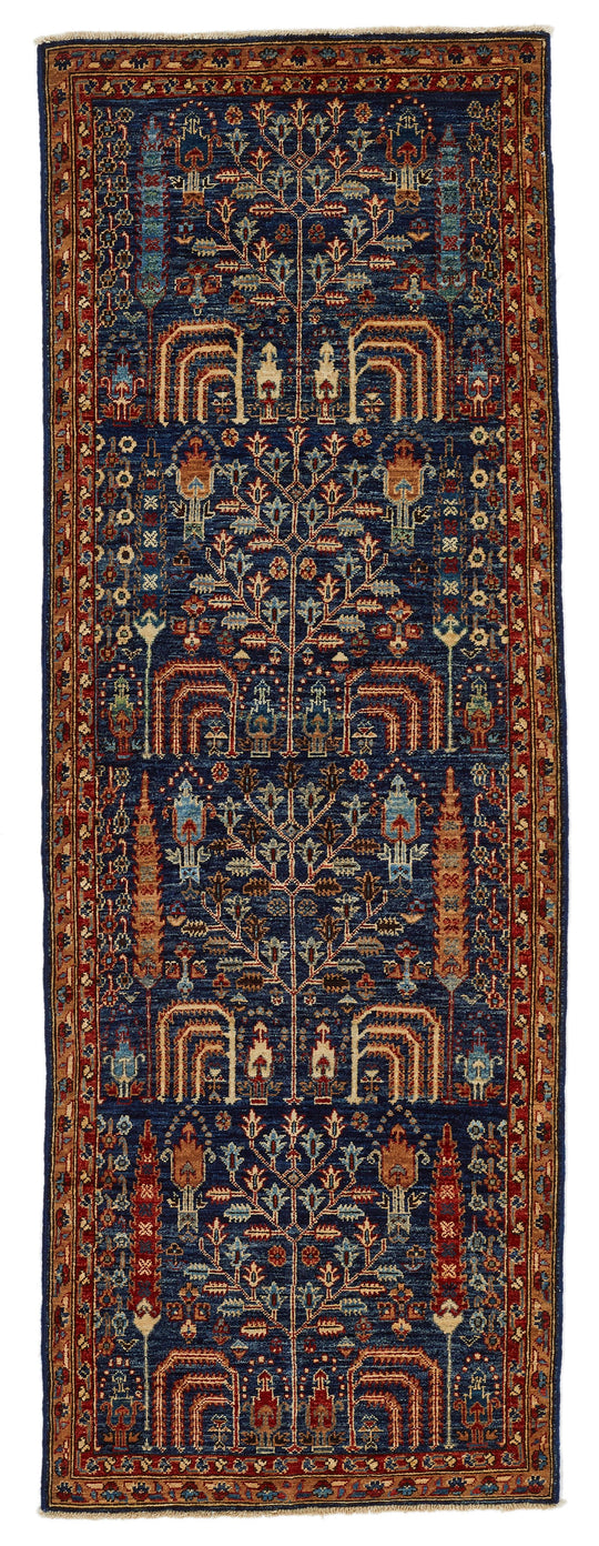 3x8 Navy and Red Traditional Runner