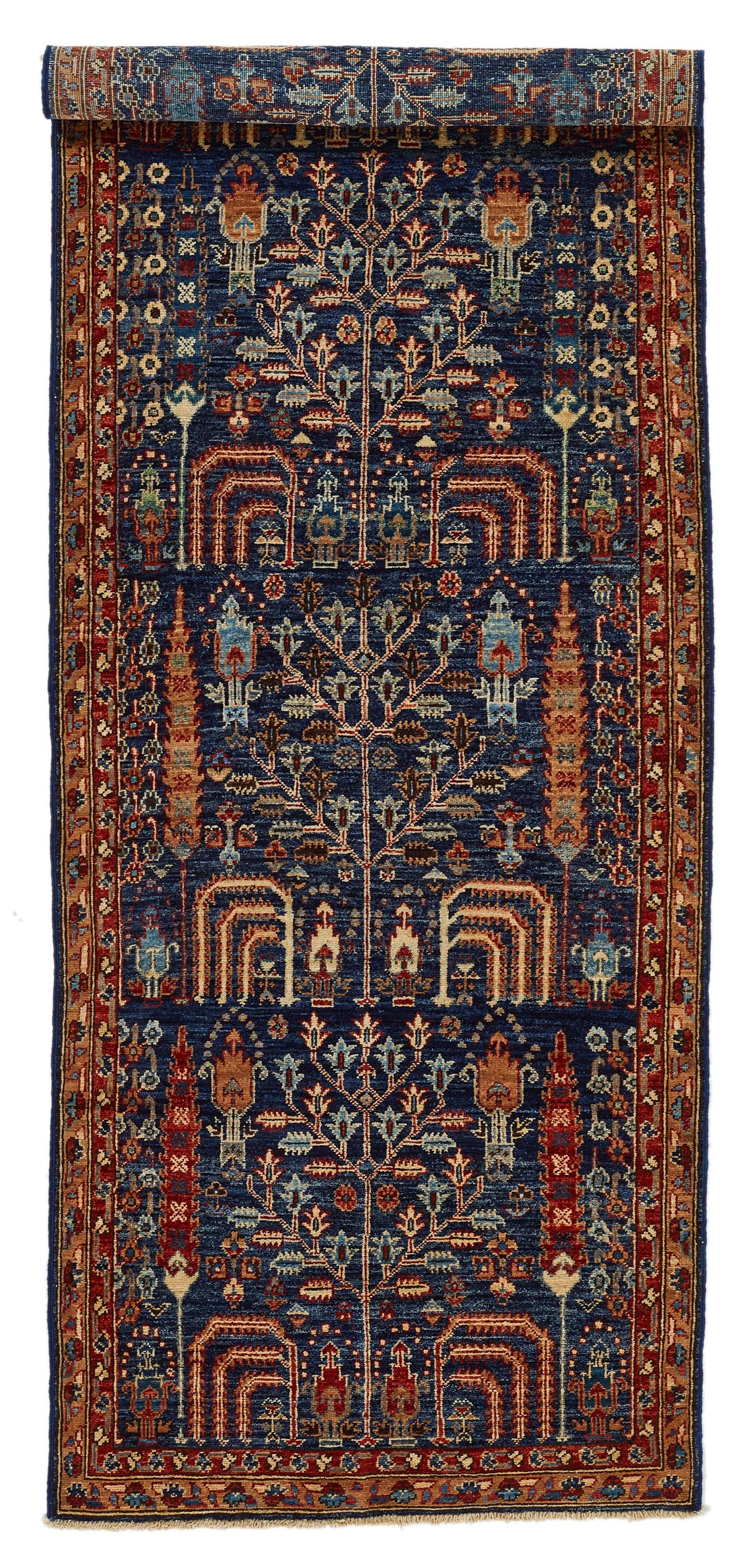 3x8 Navy and Red Traditional Runner