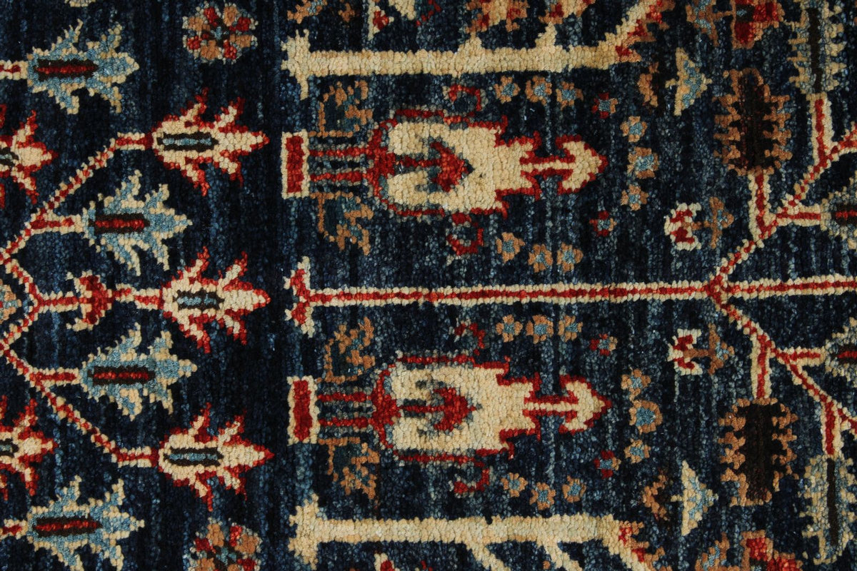 3x8 Navy and Red Traditional Runner