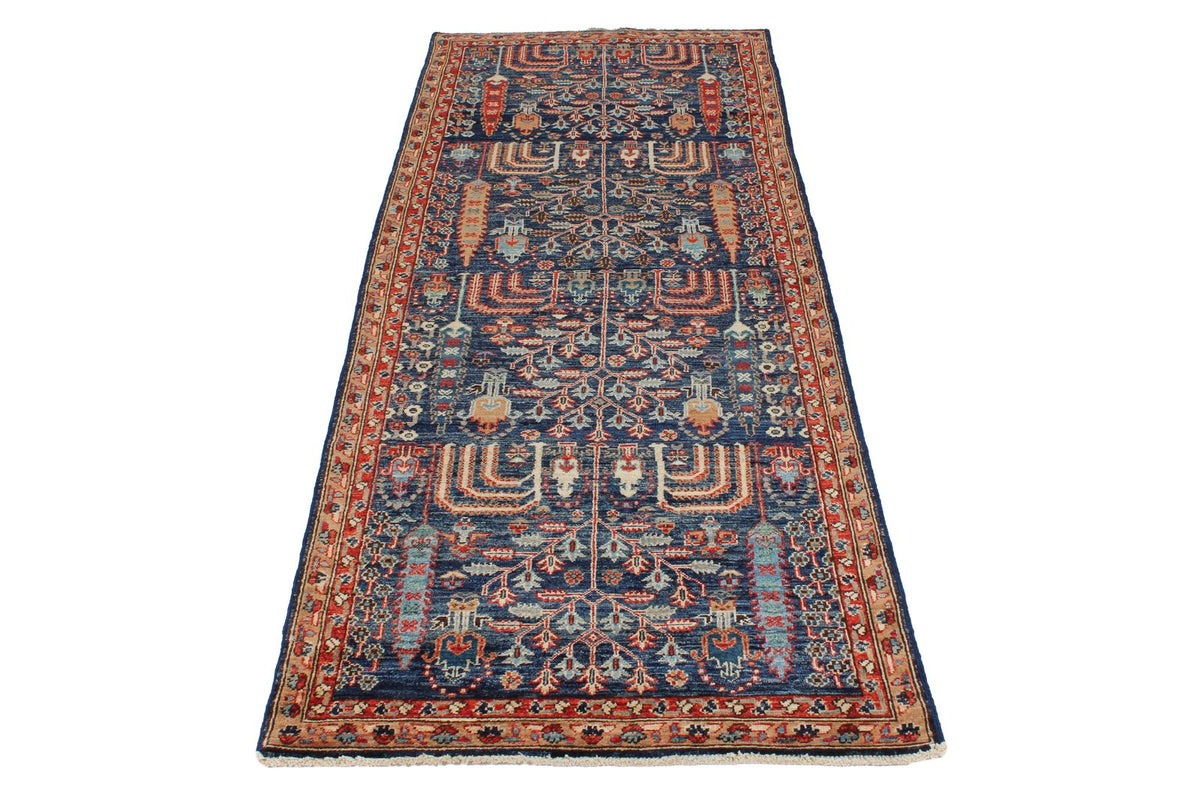3x8 Navy and Red Traditional Runner