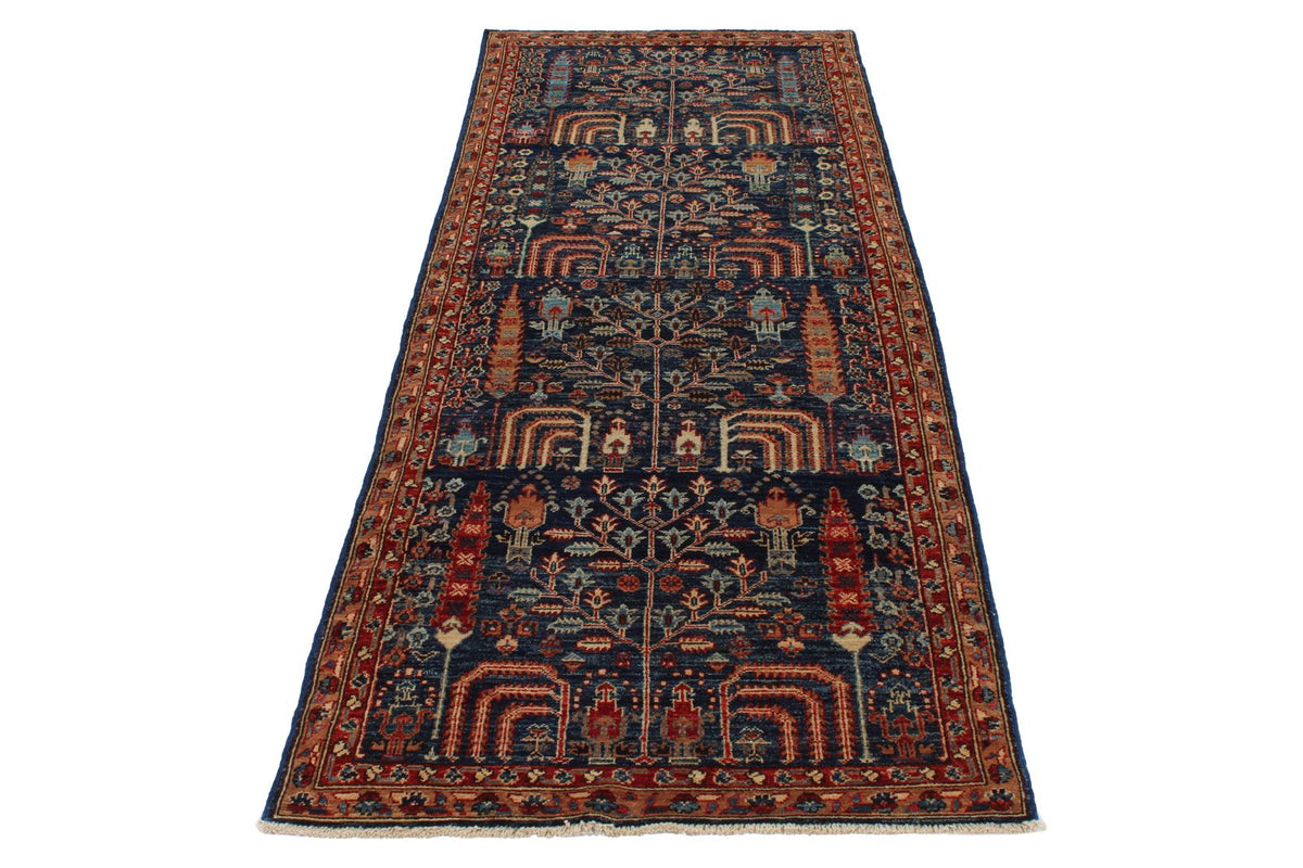 3x8 Navy and Red Traditional Runner