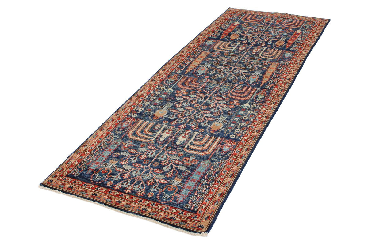 3x8 Navy and Red Traditional Runner