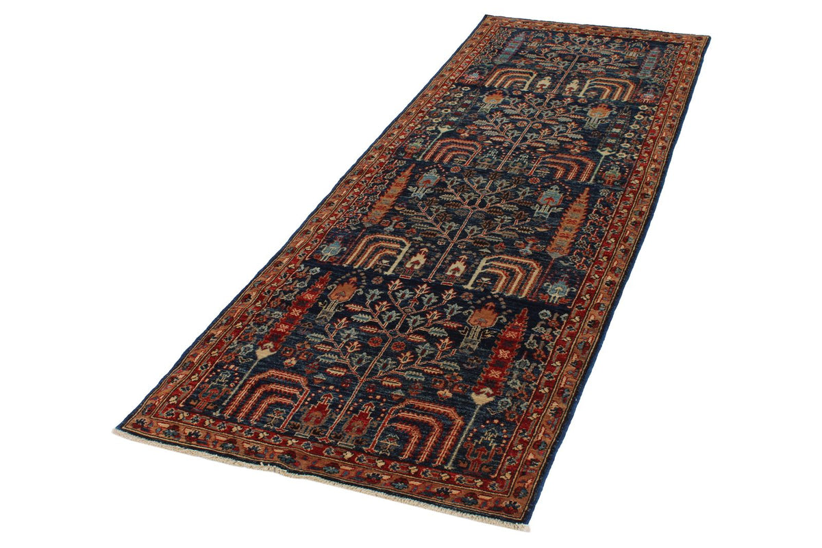 3x8 Navy and Red Traditional Runner