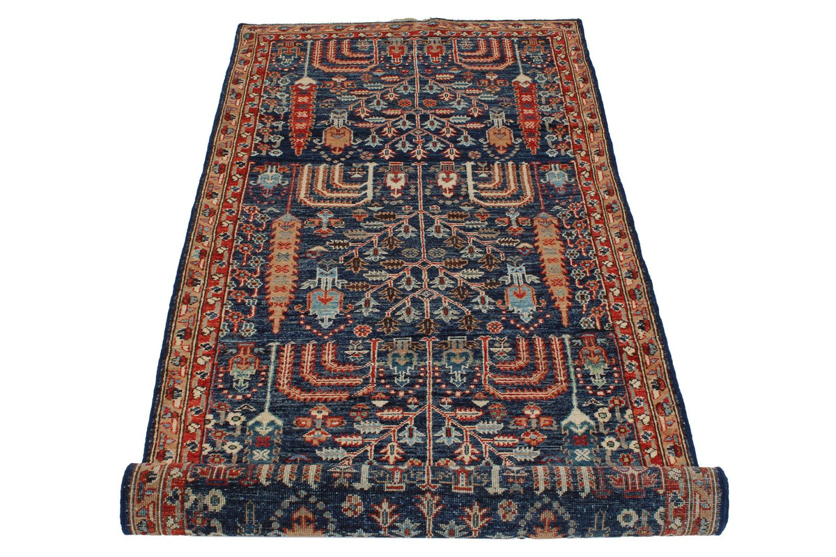 3x8 Navy and Red Traditional Runner