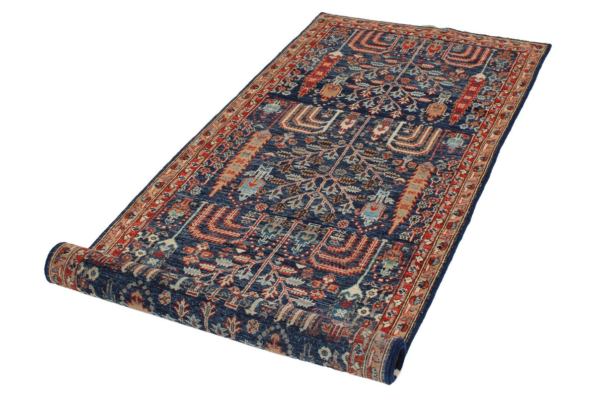 3x8 Navy and Red Traditional Runner