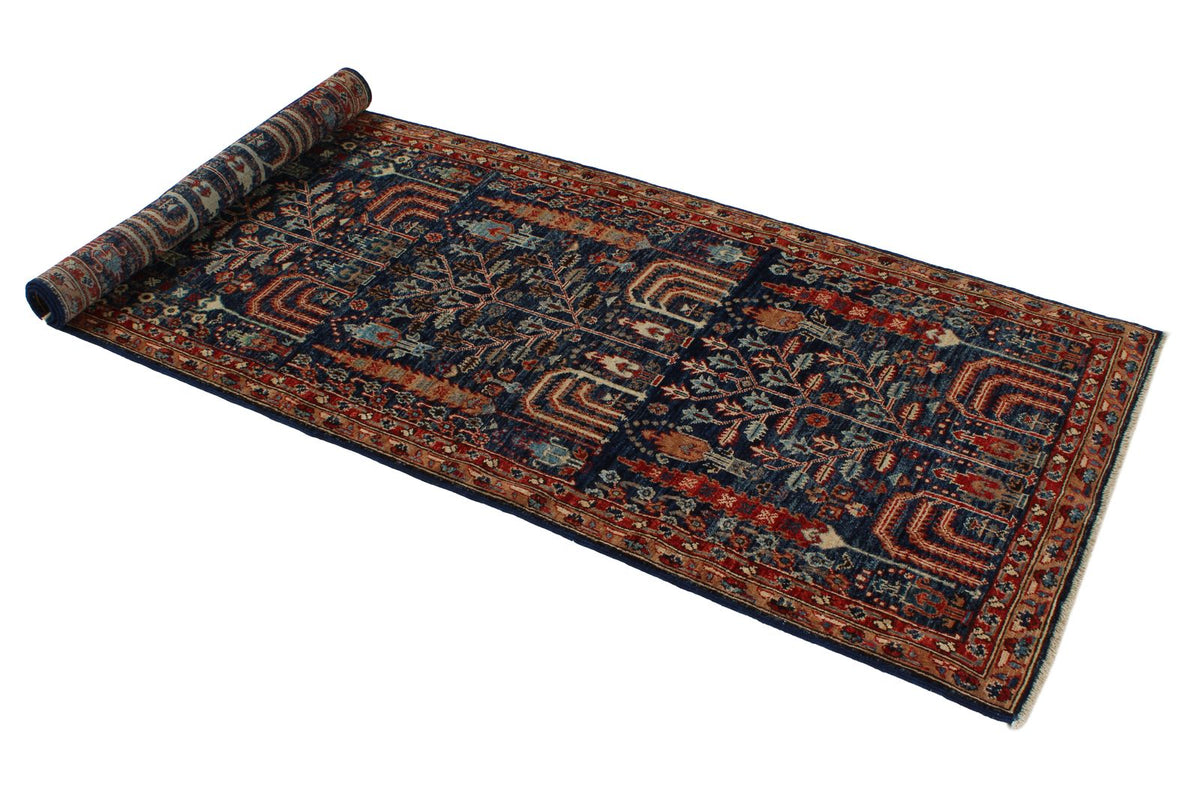 3x8 Navy and Red Traditional Runner