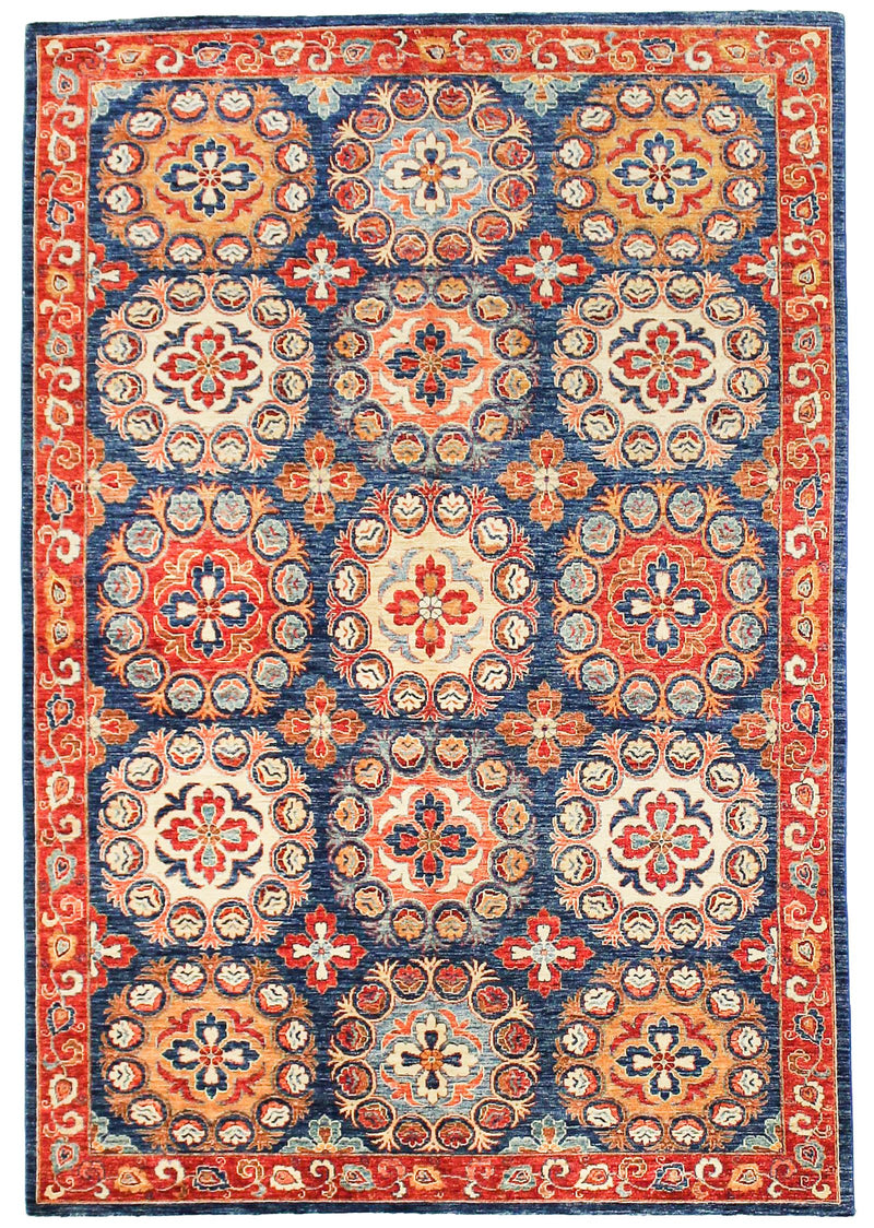 6x9 Blue and Red Persian Rug