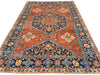 7x10 Red and Navy Turkish Oushak Rug