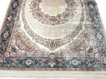 6x8 Ivory and Blue Turkish Antep Rug