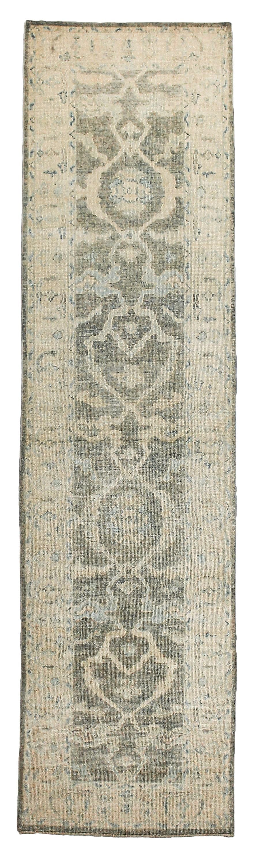 3x11 Gray and Ivory Turkish Oushak Runner