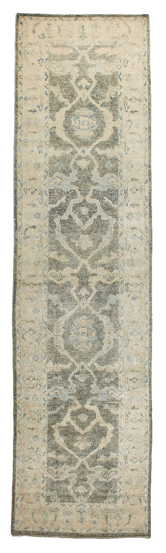 3x11 Gray and Ivory Turkish Oushak Runner