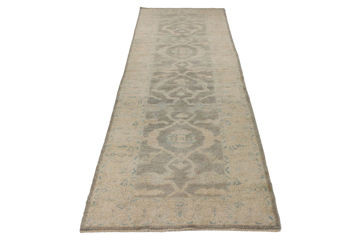 3x11 Gray and Ivory Turkish Oushak Runner