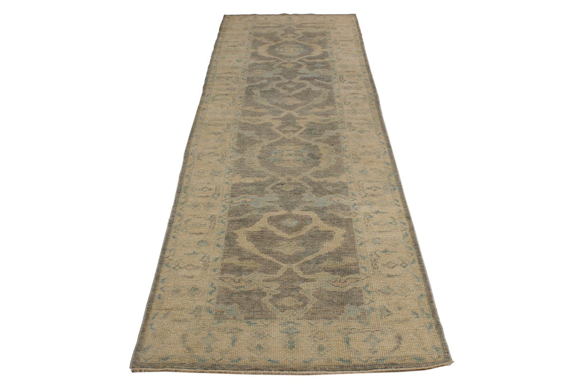 3x11 Gray and Ivory Turkish Oushak Runner