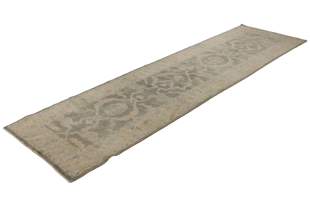 3x11 Gray and Ivory Turkish Oushak Runner