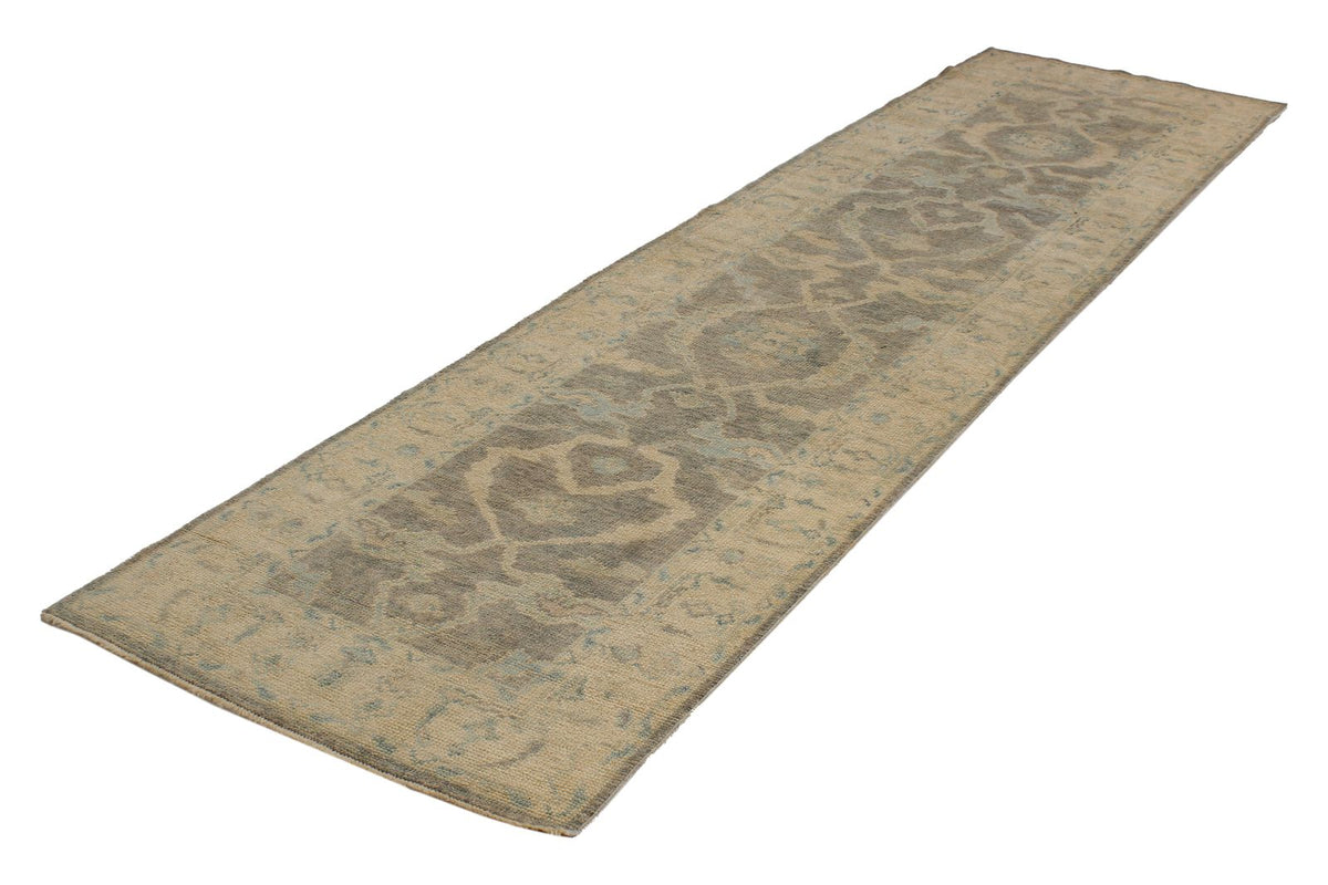 3x11 Gray and Ivory Turkish Oushak Runner
