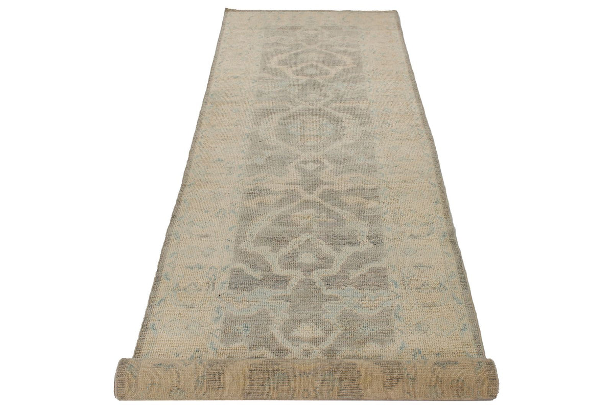 3x11 Gray and Ivory Turkish Oushak Runner