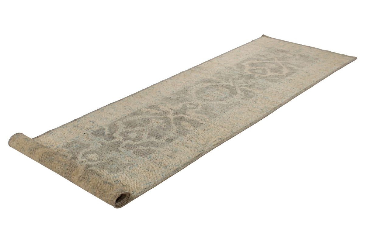 3x11 Gray and Ivory Turkish Oushak Runner
