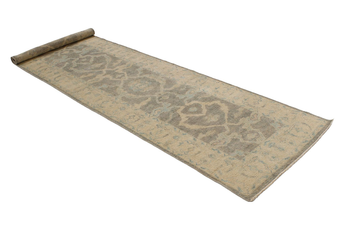 3x11 Gray and Ivory Turkish Oushak Runner