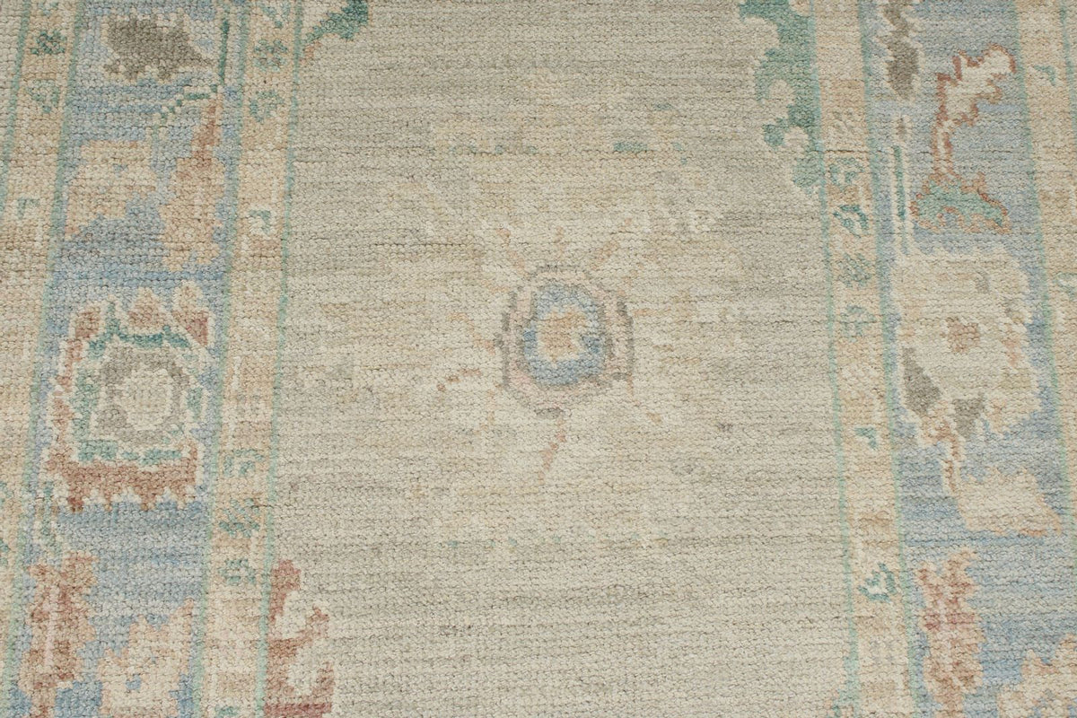 3x22 Gray and Blue Turkish Oushak Runner