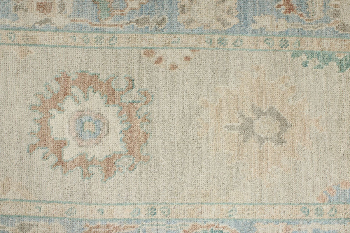 3x22 Gray and Blue Turkish Oushak Runner