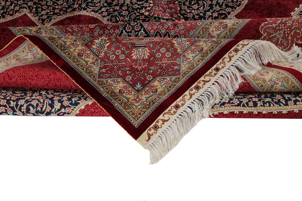 9x12 Red and Navy Turkish Silk Rug