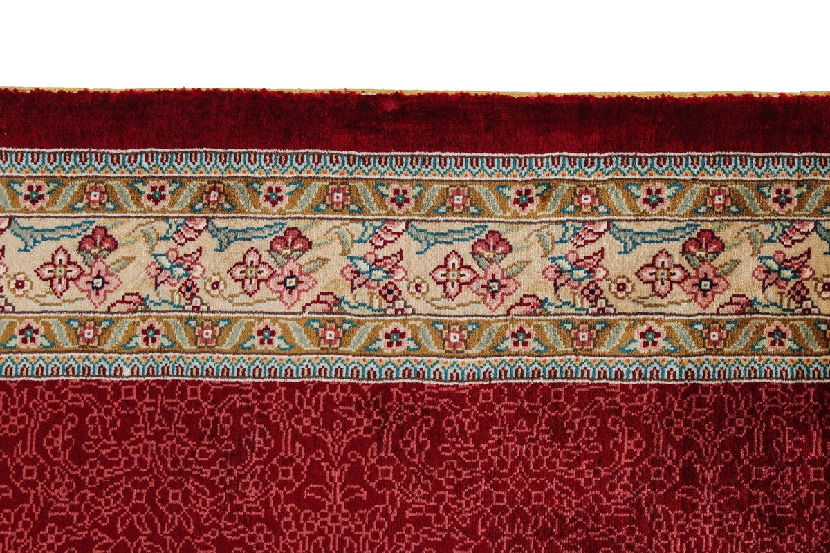 9x12 Red and Navy Turkish Silk Rug