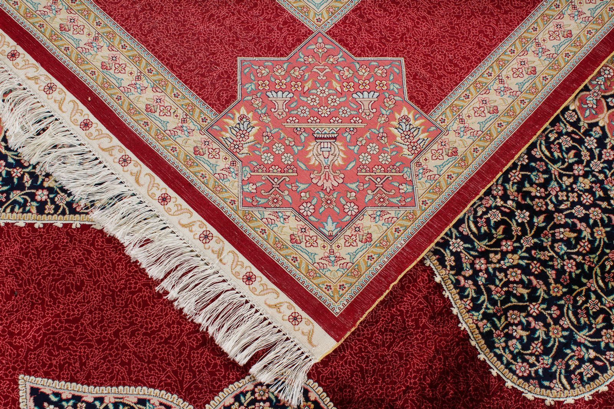 9x12 Red and Navy Turkish Silk Rug