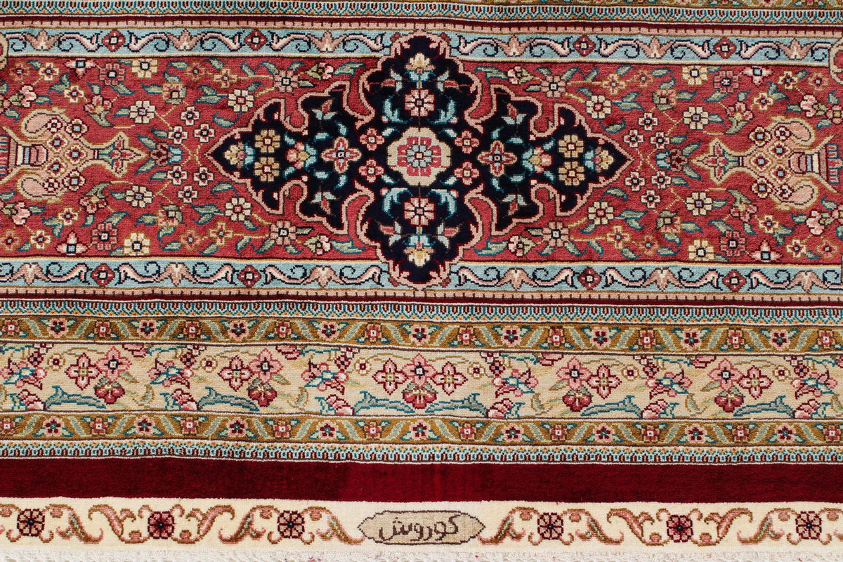 9x12 Red and Navy Turkish Silk Rug