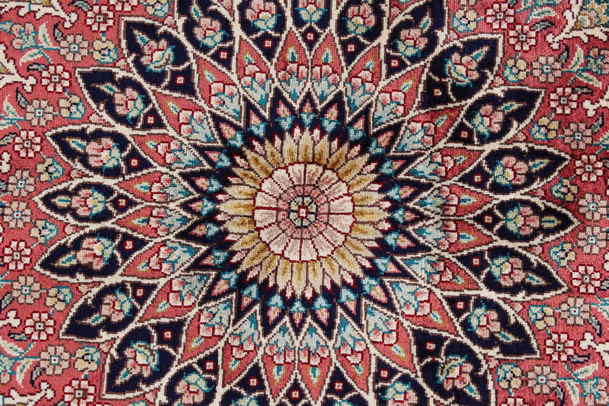 9x12 Red and Navy Turkish Silk Rug