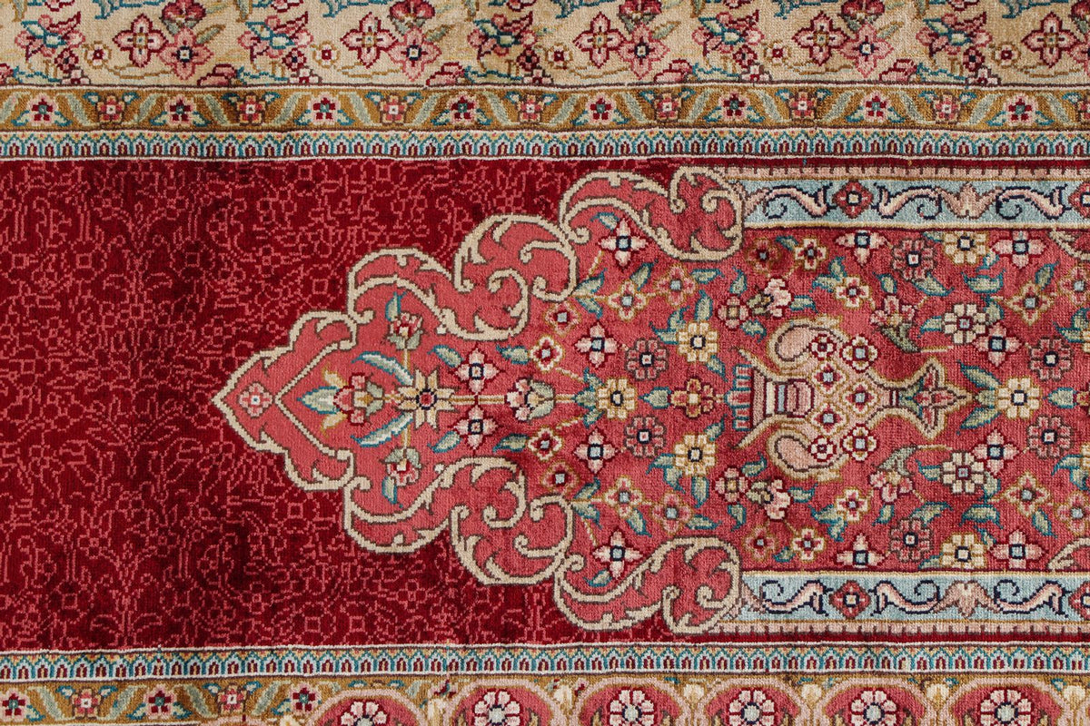 9x12 Red and Navy Turkish Silk Rug