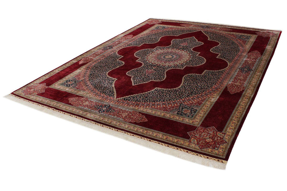9x12 Red and Navy Turkish Silk Rug