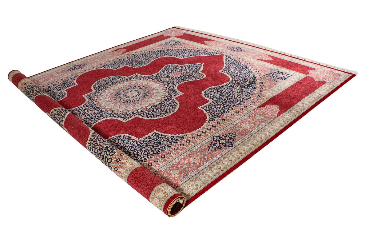 9x12 Red and Navy Turkish Silk Rug