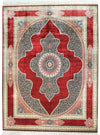 8x11 Red and Navy Turkish Silk Rug