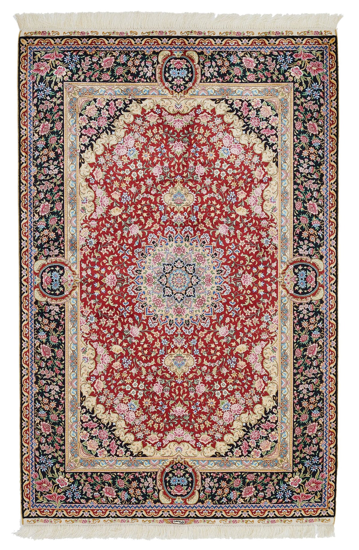 4x6 Red and Black Turkish Silk Rug