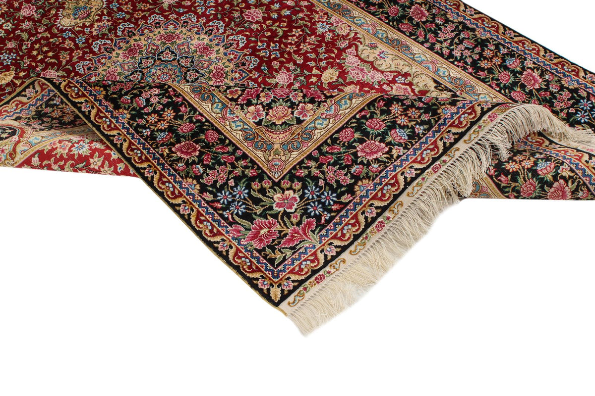 4x6 Red and Black Turkish Silk Rug
