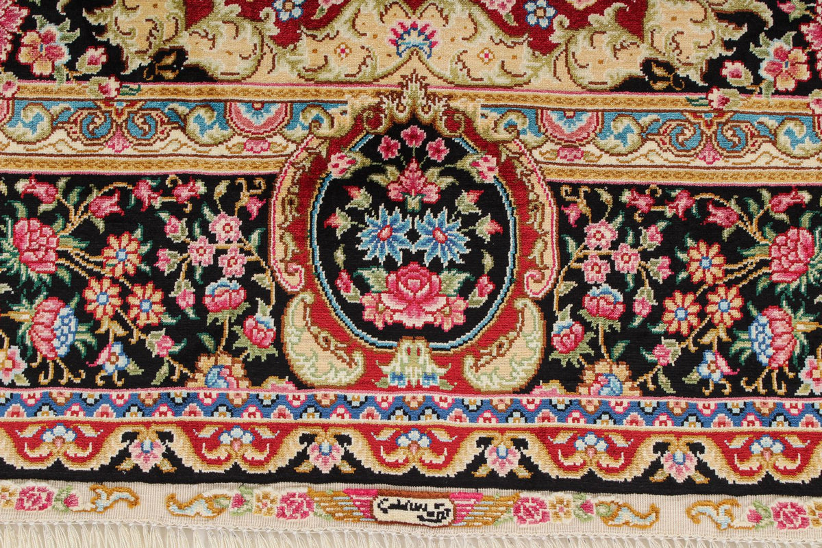 4x6 Red and Black Turkish Silk Rug