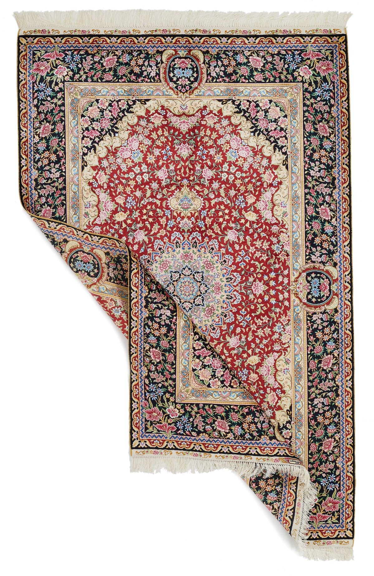 4x6 Red and Black Turkish Silk Rug