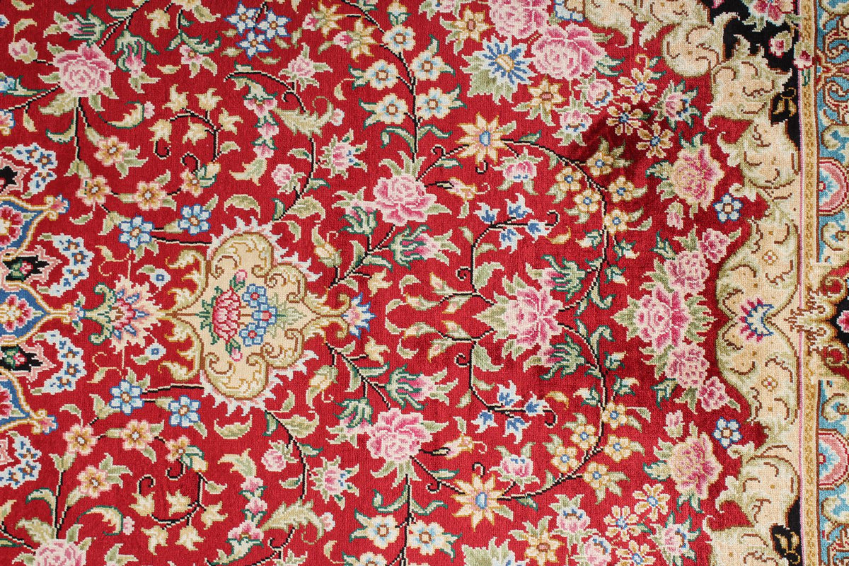4x6 Red and Black Turkish Silk Rug