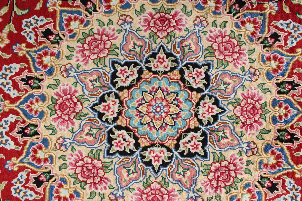 4x6 Red and Black Turkish Silk Rug