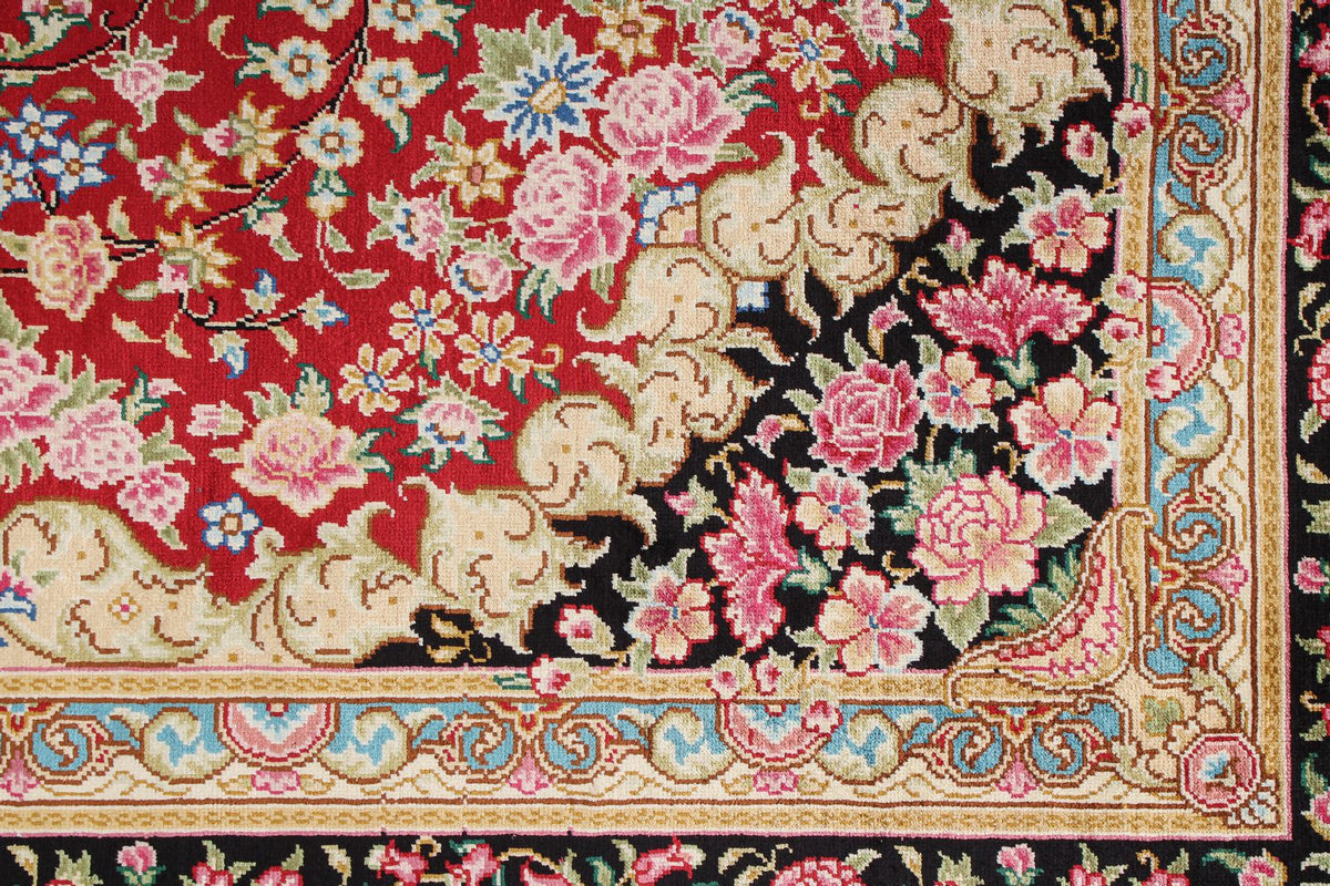 4x6 Red and Black Turkish Silk Rug