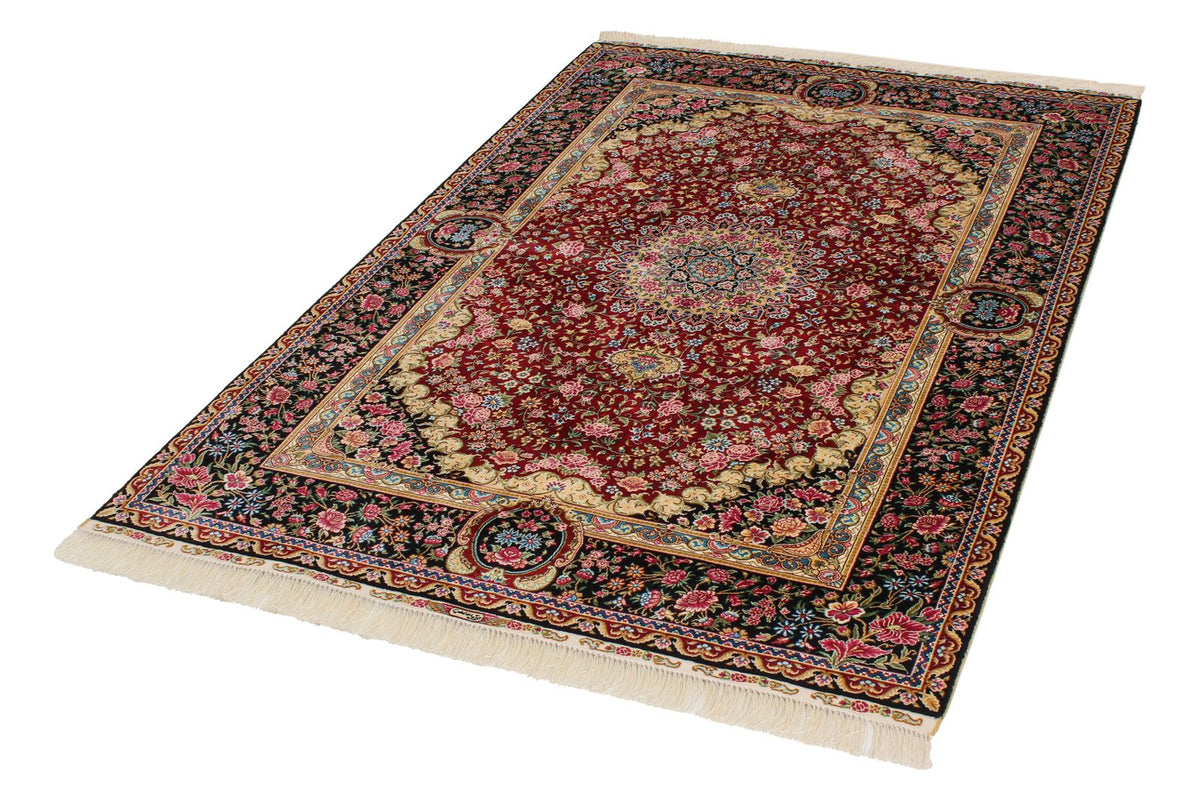 4x6 Red and Black Turkish Silk Rug
