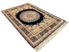 6x8 Navy and Multicolor Turkish Silk Rug