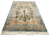 5x7 Ivory and Blue Turkish Silk Rug